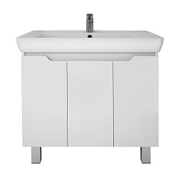 DREJA.eco Тумба Q PLUS (D), 80 см, подвесная/напольная, 3 дверцы, с опорами, бел. глнец (Дрея Q 80)