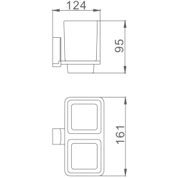 Держатель стакана , двойной, матовое стекло, хром HB8808