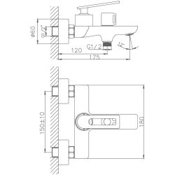Смеситель для ванны, латунь, хром HB60589