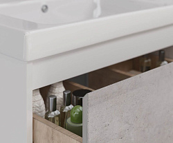 Тумба Lemark COMBI 125 см под 2 раковины, подвесная/напольная,4 ящика, цвет фасада: Бетон, цвет корп