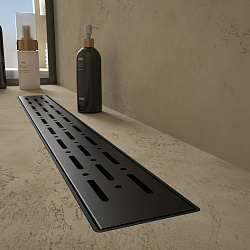 Corpa Nera Grossi/Гросси душевой трап 60 см с гидрозатвором, решетка из нержавеющей стали, черный