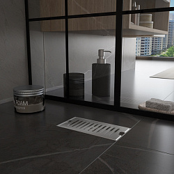 Corpa Nera Grossi/Гросси душевой трап 10х20 с сухим затвором, вертикальный выпуск, нержавеющая сталь