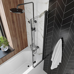 Corpa Nera Allegri/Аллегри Шторка на ванну 80х140, прозрачное стекло, профиль- черный матовый