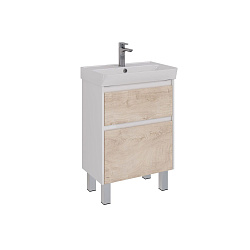 Тумба Lemark COMBI 60 см под 1 раковину, подвесная/напольная, 2 ящика, цвет фасада: Дуб кантри, цвет