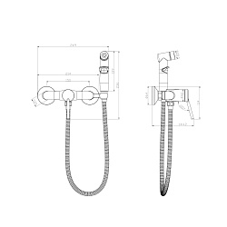 Смеситель настенный с гигиеническим душем, латунь/хром LM3818C
