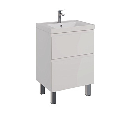Тумба Lemark VEON 60 см под 1 раковину, подвесная/напольная, 2 ящика, цвет корпуса, фасада: Белый гл
