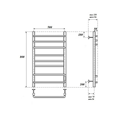 Полотенцесушитель электрический Point Сатурн PN90858W П8 500x800 диммер справа, белый
