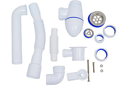 AC10V сифон для тюльпана, умывальника со смещением прикручивающийся выпуск 1 1/2" (Ø 40) винт 6х85 