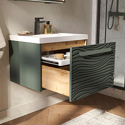 Тумба подвесная Gleam 60.1Y, зеленый камень/дуб вотан (78857(60))