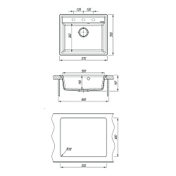 HANKA 570 Мойка кухонная из кварцгранита цвет: шампань  комплектация: крепеж, сливная арматура с пер
