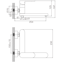 Смеситель для ванны короткий излив , латунь, хром HB61590