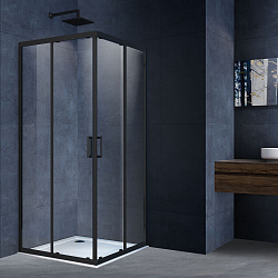 Душевой уголок Alpha VSS-3AL100CLB, 1000*1000, черный, стекло прозрачное, , шт