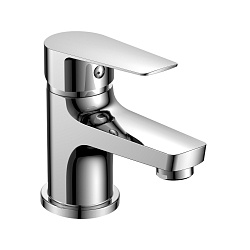 Смеситель для раковины, монолитный, высота излива 5,5 см, длина 10 см, латунь/хром