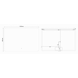 Зеркало LED VLM-3BE120-2 1200х800 c сенсорным выключателем и диммером, антизапотевание, , шт
