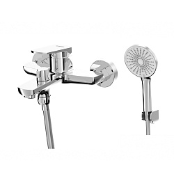 Смеситель для ванны с коротким монолитным изливом, с аксессуарами, хром