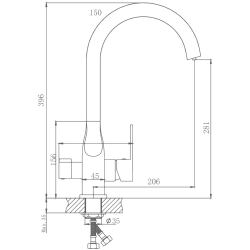 Смеситель для кухни с подключением фильтра, латунь, оружейная сталь HB76533-3 