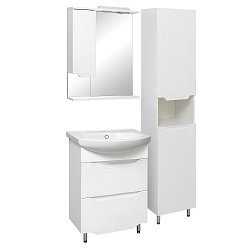 Шкаф-пенал/лев/белый/напольный/с корзиной д/белья Viktoria/AQUA DE MARCO