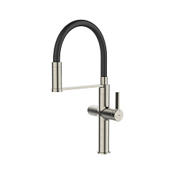 Смеситель для кухни с каналом для фильтрованной воды и гибким изливом, сатин, Ikon, IDDIS, IKNBNFFi0