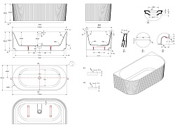 Ванна акриловая Vincea VBT-706-1700, 1700*800*585, цвет белый, щелевой перелив, слив белый, , шт