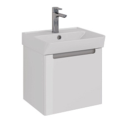 Тумба Lemark BUNO MINI 45 см под 1 раковину, подвесная, 1 ящик, цвет планки: Серый, цвет корпуса, фа