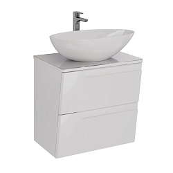 Тумба Lemark MIANO 60 см под 1 раковину, подвесная, 2 ящика, цвет корпуса, фасада: Белый глянец