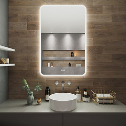 Зеркало/LED-подсветка/антизапотевание/2 кнопки (68,5см*89см)Amazon/AQUA DE MARCO