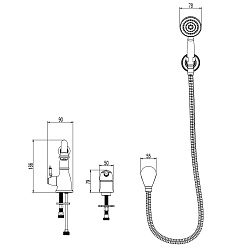ВЫВОД VILLA Встраиваемый смеситель на борт ванны с поворотным изливом, на два отверстия, латунь/хром