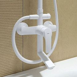 Смеситель с верхним душем и изливом, белый матовый, Ray, IDDIS, RAYWT3Fi06