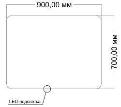 Зеркало LED VLM-3BE900 900х800 c сенсорным выключателем и диммером, , шт