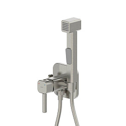 Встраиваемый смеситель с гигиеническим душем, сатин, IDDIS, 004BNS0i08