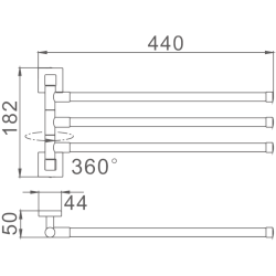 Держатель для полотенец, тройной, поворотный 400 мм, хром HB8613