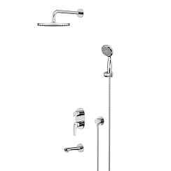 LINARA Встраиваемый смеситель с верхним душем Ø25 см, лейка для душа Ø100 мм, изл 19 см, латунь/хром