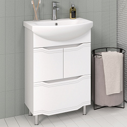 Тумба /1 ящ/белый/раковина Элеганс(55см) Viktoria/AQUA DE MARCO