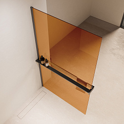 Душевая перегородка Walk-In VSW-1HR100GSGM, 1000*2000, вороненая сталь, стекло янтарь, , шт