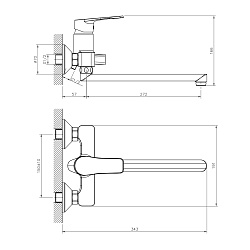 Смеситель DECOROOM DR23043 одноручный для ванны универсальный с поворотным изливом 300 мм