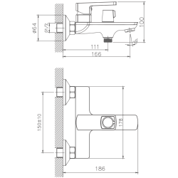 Смеситель для ванны, латунь, хром HB60176