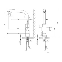 COMFORT Смеситель для кухни, с подключ к фильтру пит воды, высота излива 31 см, длина 24 см, латун