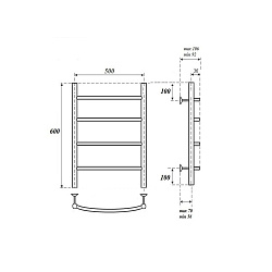 Полотенцесушитель электрический Point Афина PN04156BRE П4 500x600 левый/правый, бронза
