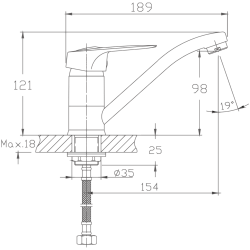 Смеситель для кухни, латунь, хром HB4537-2