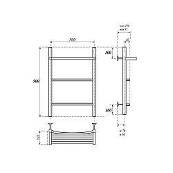 Полотенцесушитель электрический Point Афина PN04155PE П2 500x500 с полкой левый/правый, хром
