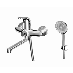 Смеситель для ванны с коротким поворотным изливом 200 мм, с аксессуарами, хром