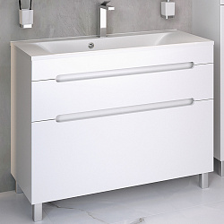 Тумба /2 ящ/напольная/белый/раковина Прима (100см) Olivia/AQUA DE MARCO