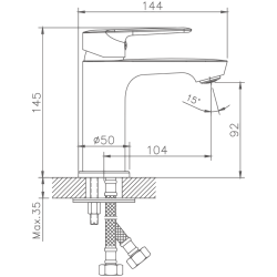 Смеситель для раковины, латунь, хром HB10563