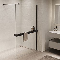 Душевая перегородка Walk-In VSW-1HR900CLB, 900*2000, черный, стекло прозрачное, , шт