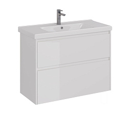 Тумба Lemark COMBI 100 см под 1 раковину, подвесная/напольная, 2 ящика, цвет корпуса, фасада: Белый