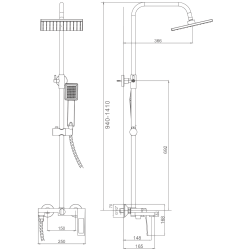 Душевая система, тропический душ, латунь, черный, HB24817-7