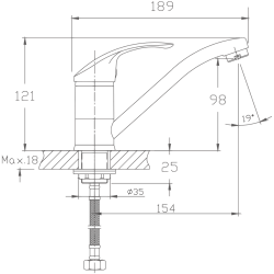 Смеситель для кухни, латунь, хром HB4536-2