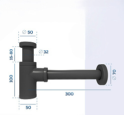 Corpa Nera сифон для раковины, графит матовый
