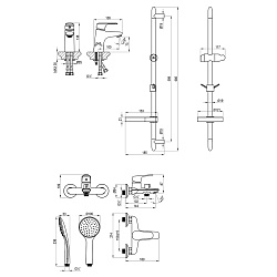 SET Набор смесителей "3 в 1" (для ванны + для умывальника + душ. гарнитур), хром, LM7304C