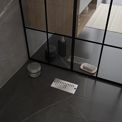 Corpa Nera Grossi/Гросси душевой трап 10х20 с сухим затвором, вертикальный выпуск, нержавеющая сталь